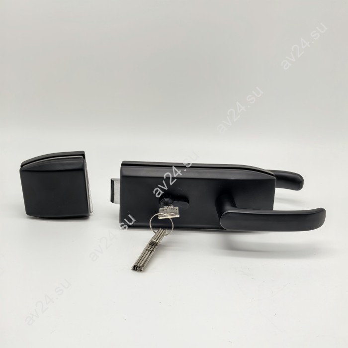 Замок FKZ-35 с нажимной для стеклянной двери ключ/защелка, нержавейка/черный