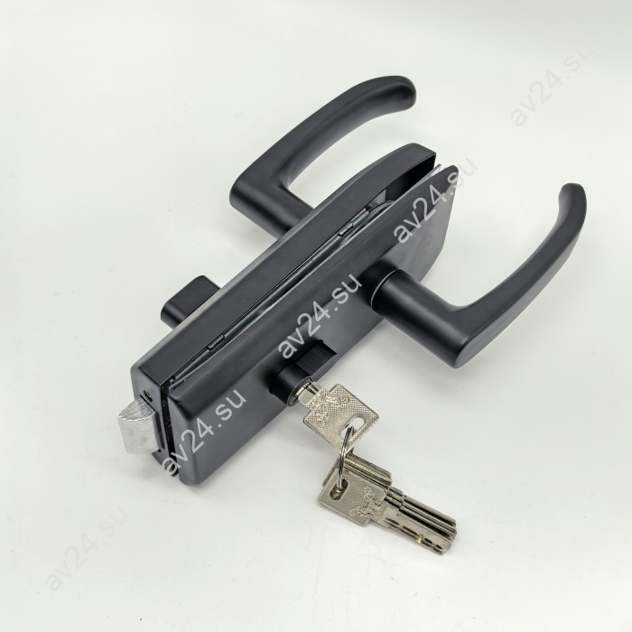 Замок FKZ-35 с нажимной для стеклянной двери ключ/защелка, нержавейка/черный