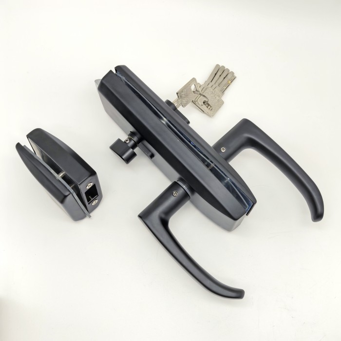 Замок FKZ-35 с нажимной для стеклянной двери ключ/защелка, нержавейка/черный