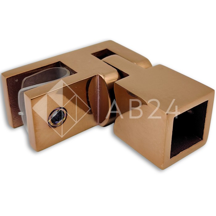 Держатель стекла FDC-52 15х15 торцевой регулируемый, нержавейка/розовое золото