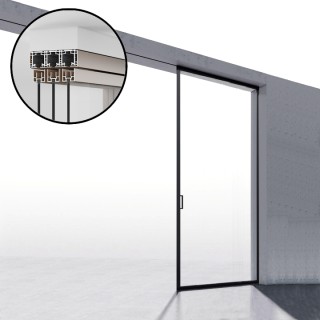 Комплект раздвижной системы Диона DSK-194.1.2 AL/BL на 1 дверь в нишу с отталкивающим механизмом, алюминий/черный
