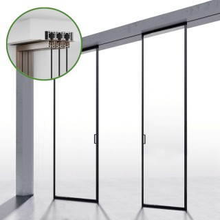 Комплект раздвижной системы синхро Диона DSK-191.2.1 AL/BN на 2 двери (2С+0) скрытое крепление в потолок, алюминий/коричневый