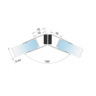 Уплотнитель ПРЕМИУМ магнитный 135°, 180° прозрачный, белый магнит 3 м, 8 мм, FDPP-521.8
