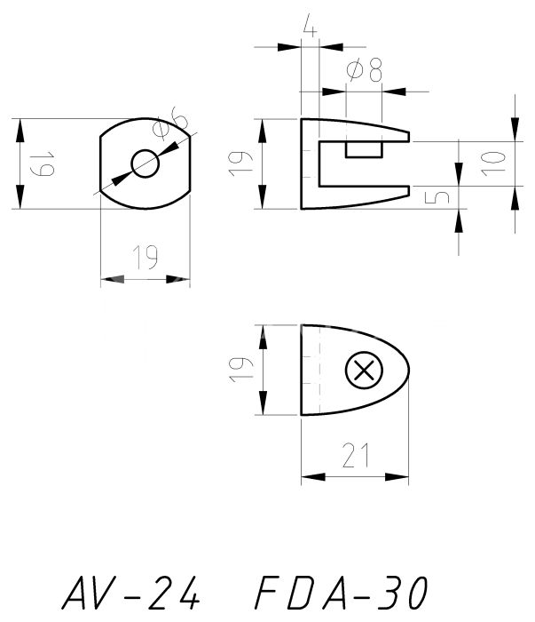 Полкодержатель FDA-30 для стекла и зеркала 8-10 мм, цинк/хром
