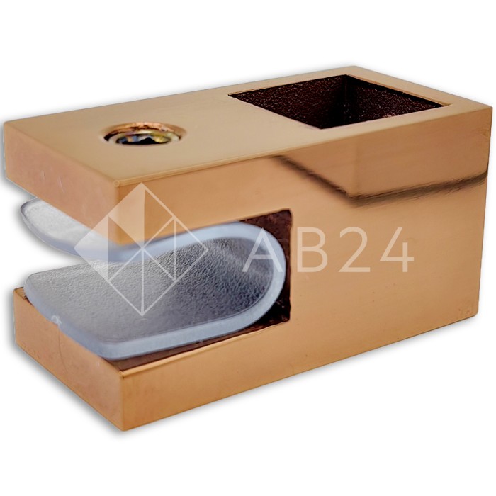 Держатель стекла FDC-53 сквозной 15х15, нержавейка/розовое золото