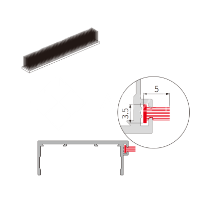 Щеточный уплотнитель FMPA-19.1, 1 м, черный