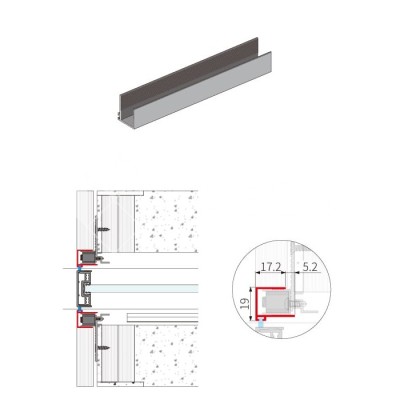 Декоративная крышка профиля FMPA-28.6 в нишу, длина 6м (FDS-19), черный