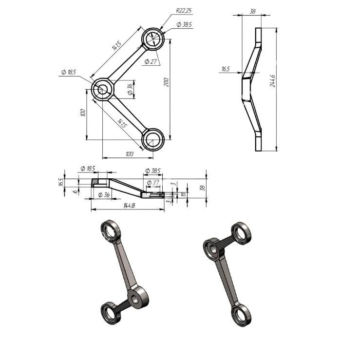 V-образный спайдер FNS-004, нержавейка/матовый