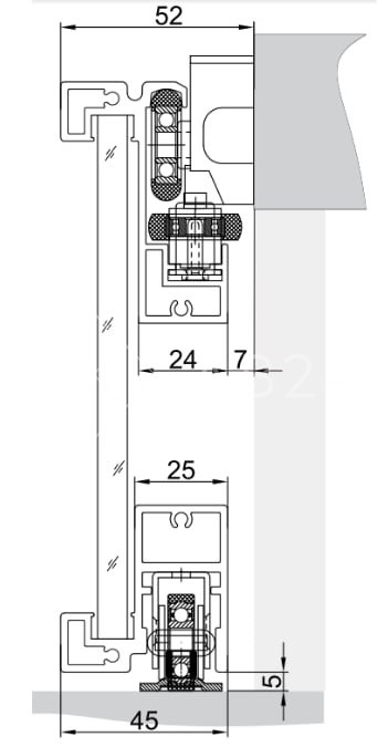 Раздвижная система FDS-21 парящая дверь купе, черный