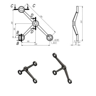 У-образный спайдер FNS-005, нержавейка/матовый