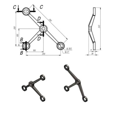 У-образный спайдер FNS-005, нержавейка/матовый