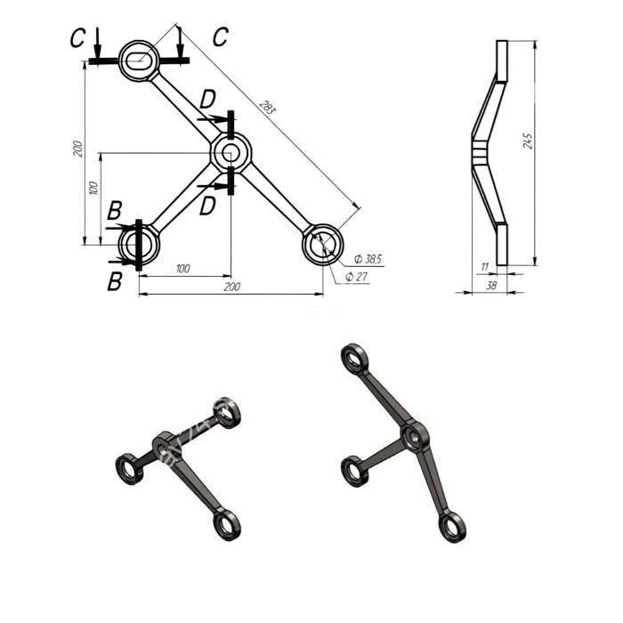 У-образный спайдер FNS-005, нержавейка/матовый
