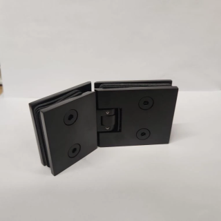 Петля Аврора FDP-186 стекло-стекло 135˚ без крышек, латунь/черная