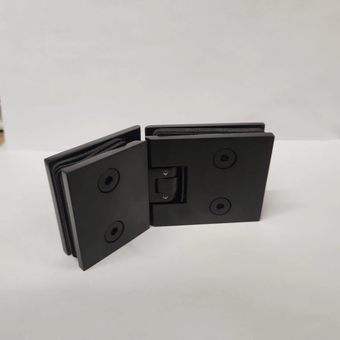 Петля Аврора FDP-186 стекло-стекло 135˚ без крышек, латунь/черная