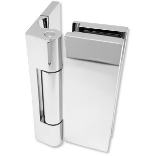 Петля Гера FDP-120 стена-стекло, открывание 90° наружу, латунь/хром