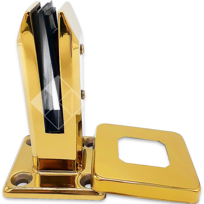 Стойка FOS-02 для стекла напольная 95х160 мм без сверления, нержавейка/золото