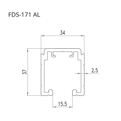 Трек FDS-171.2 для раздвижной системы FDS-17 длина 2 м, алюминий/черный
