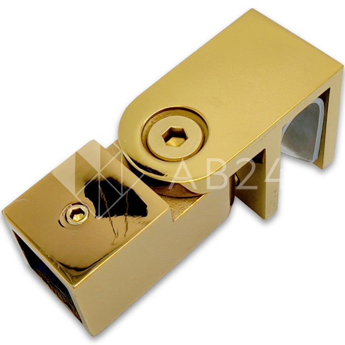 Держатель стекла FDC-50, 15х15 торцевой 0°-180°, нержавейка/золото