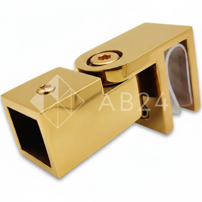 Держатель стекла FDC-50, 15х15 торцевой 0°-180°, нержавейка/золото