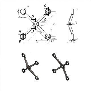 X-образный спайдер FNS-006, нержавейка/матовый