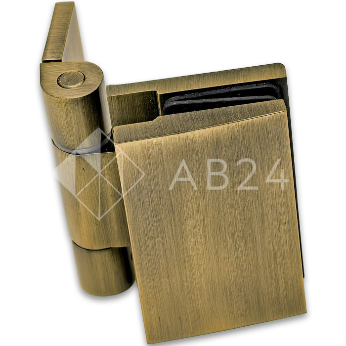 Петля Рея FDP-220 стена-стекло 90° с крышками, латунь/бронза