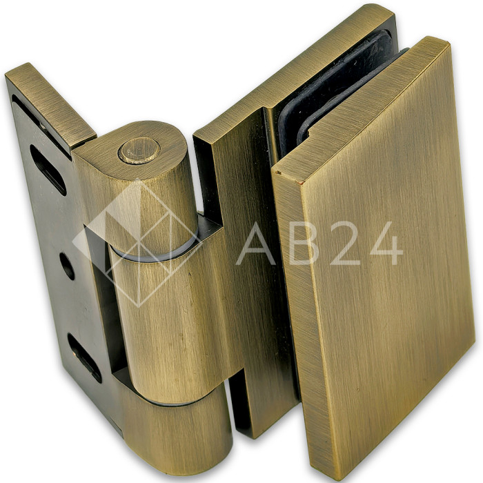 Петля Рея FDP-220 стена-стекло 90° с крышками, латунь/бронза