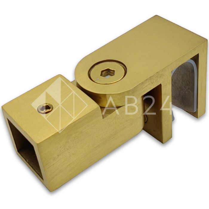 Держатель стекла FDC-50/L, 15х15 торцевой 0°-180°, нержавейка/брашированное золото (светлее)