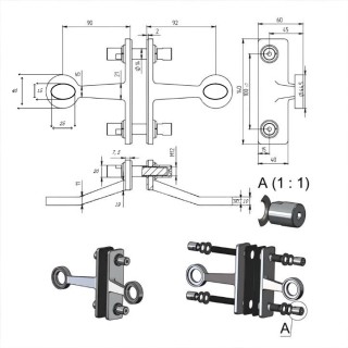 Спайдер FNS-007 на ребро жесткости двусторонний 2 точки, нержавейка/матовый