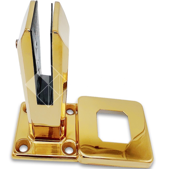 Стойка FOS-03 для стекла напольная 95х200 мм без сверления, нержавейка/золото