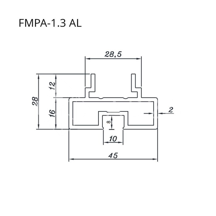 Профиль FMPA-1.3 для стекла верхний, нижний, длина 3 м для раздвижной системы FDS-17, алюминий/черный
