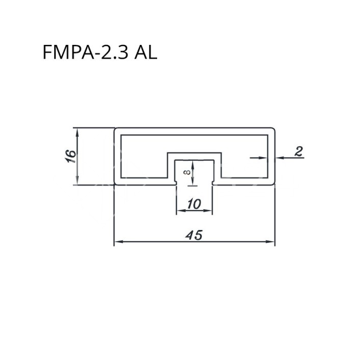 Профиль FMPA-2.3 для стекла боковой длина 3 м для раздвижной системы FDS-17, алюминий/черный