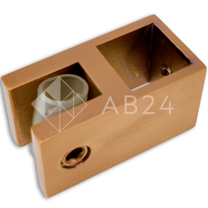 Держатель стекла FDC-58 сквозной 15х15 вертикальный, нержавейка/розовое золото