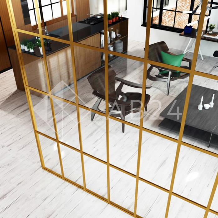 Планка FDPA-79.3 для имитации лофт перегородок 1,7х18х3000 мм самоклеящаяся, алюминий/золото