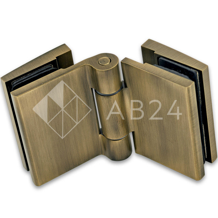 Петля Рея FDP-222 стекло-стекло 180° с крышками, латунь/бронза