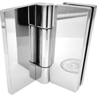 Петля Гера FDP-122 стена-стекло, открывание 90° внутрь, латунь/хром