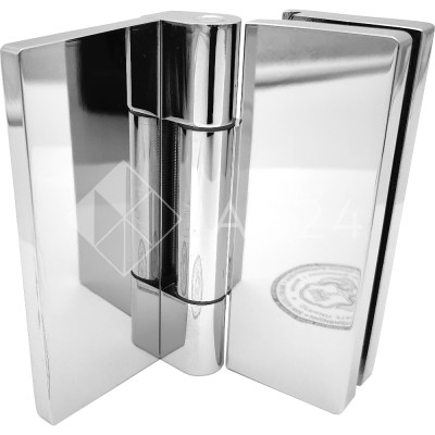 Петля Гера FDP-122 стена-стекло, открывание 90° внутрь, латунь/хром