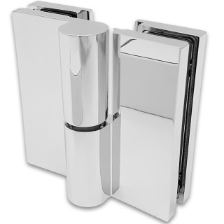 Петля Омега ω FDP-106R стекло-стекло правая 180°, с подъемным механизмом, латунь/хром