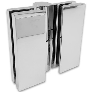 Петля Омега ω FDP-106R стекло-стекло правая 180°, с подъемным механизмом, латунь/хром