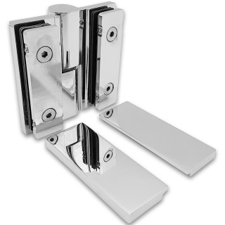 Петля Омега ω FDP-106R стекло-стекло правая 180°, с подъемным механизмом, латунь/хром