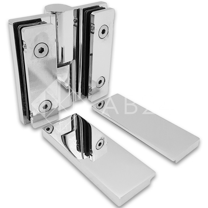 Петля Омега ω FDP-106R стекло-стекло правая 180°, с подъемным механизмом, латунь/хром