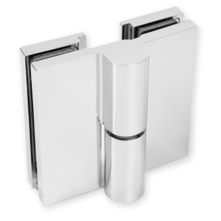 Петля Омега ω FDP-106R стекло-стекло правая 180°, с подъемным механизмом, латунь/хром