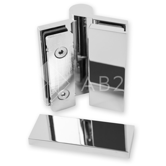 Петля Омега ω FDP-106R стекло-стекло правая 180°, с подъемным механизмом, латунь/хром