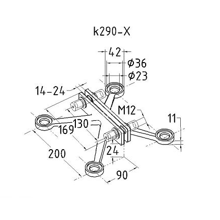 Спайдер FNS-009 на ребро жесткости односторонний 2 точки, нержавейка/матовый