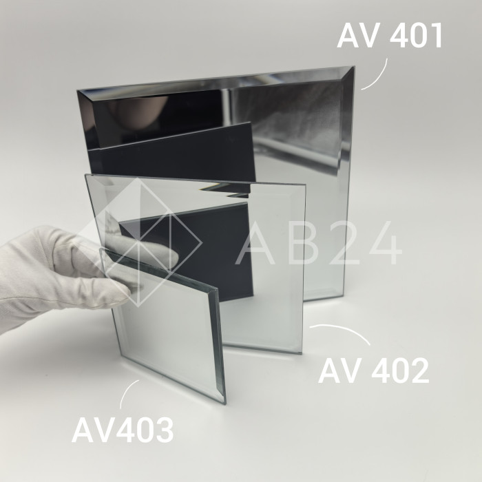 AV402: Зеркальная плитка с фацетным краем 150х150 мм, набор 10 шт