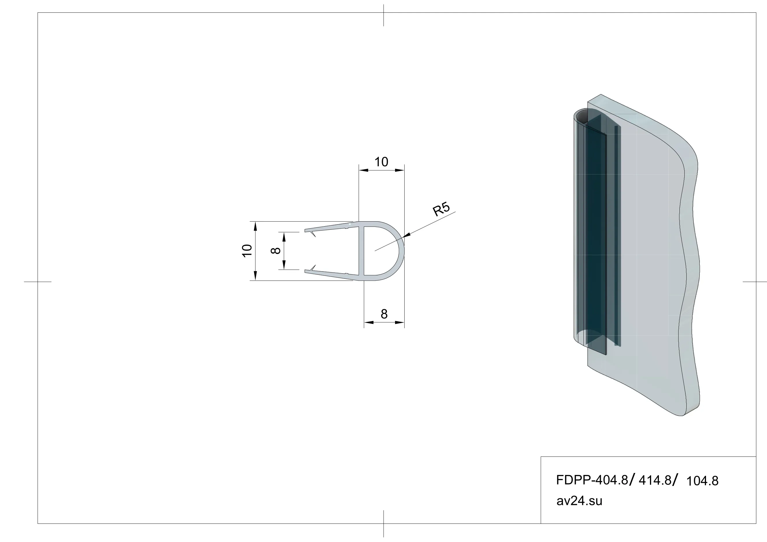 Чертеж уплотнителя для душевых FDPP-414.8