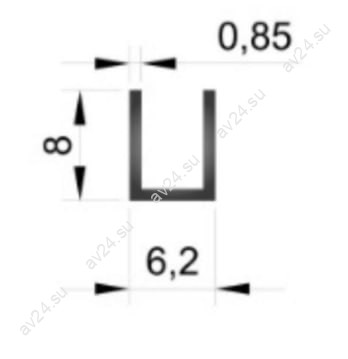 Профиль для стекла и зеркал FSZP-10.3 толщиной 4 мм, длина 3 метра, алюминий/черный