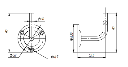 Крепление пристенного поручня FOP-00.41 без ложемента, сварное, нержавейка/полированный
