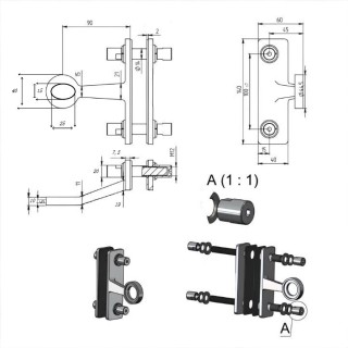 Спайдер FNS-010 на ребро жесткости односторонний 1 точка, нержавейка/матовый
