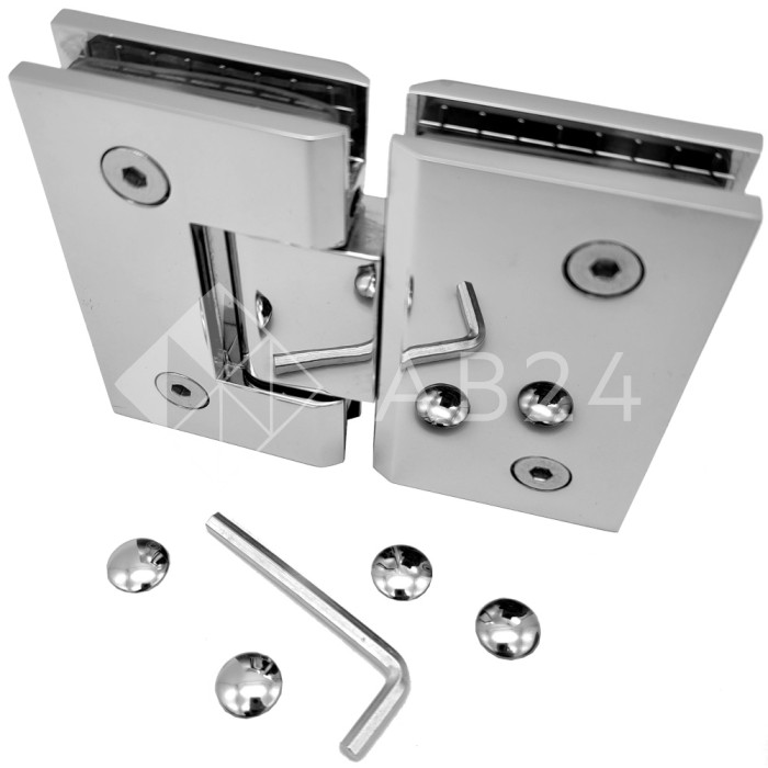 Петля Альфа α FDP-12 стекло-стекло 180°, нержавейка/полированный