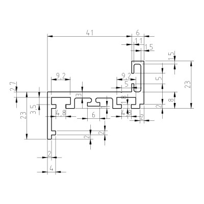Комплект дверной коробки FDM-64, Z-образный 2.5 м, алюминий/анодированный